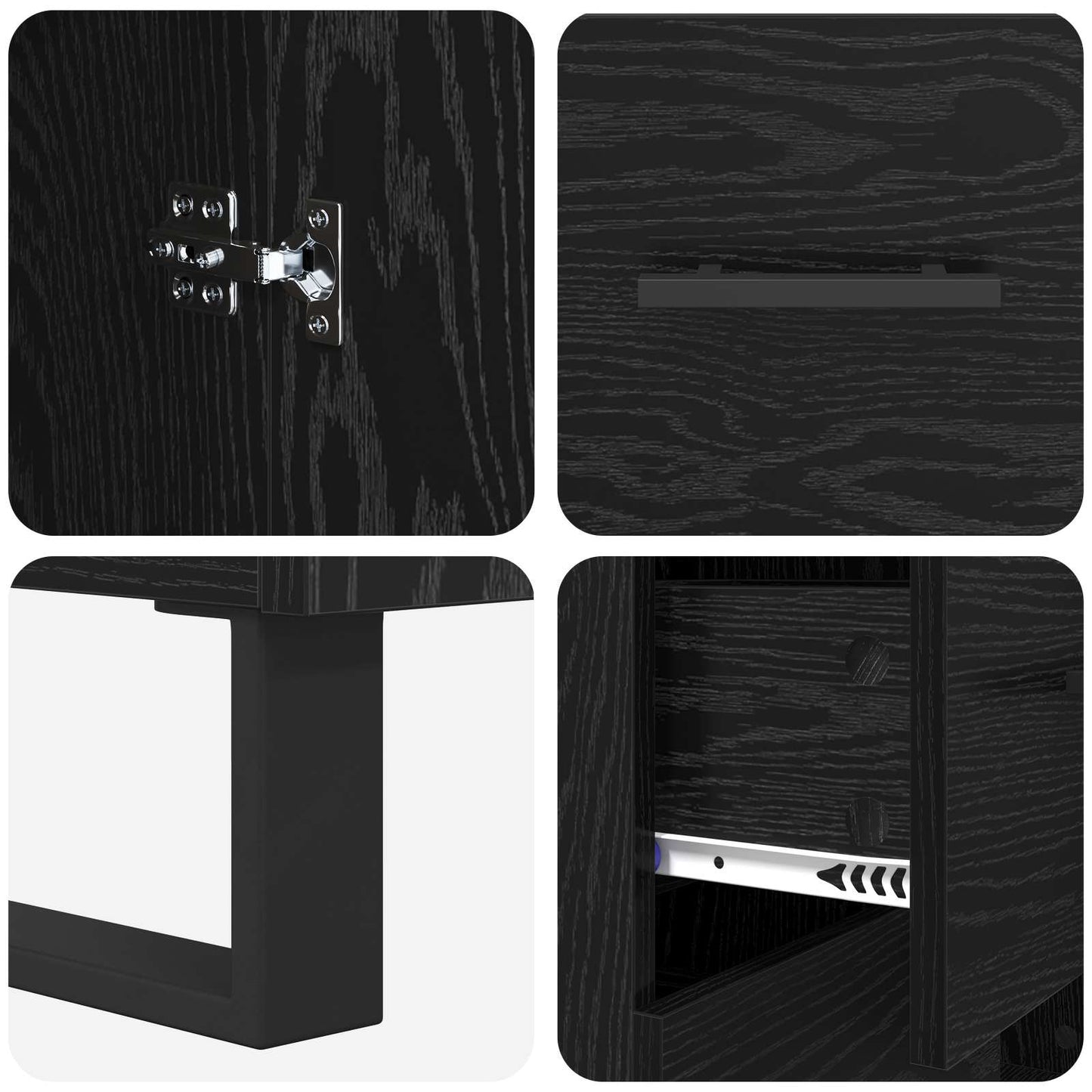 vidaXL Highboard with Drawer 2 pcs Black Oak 69.5 x 34 x 180 cm