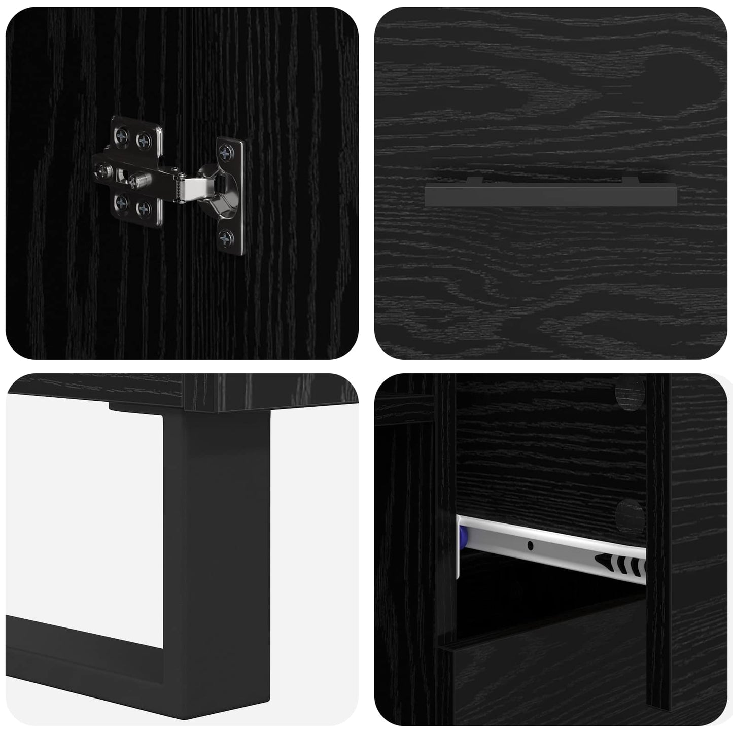 vidaXL Highboard with Drawer 2 pcs Black Oak 69.5 x 34 x 180 cm
