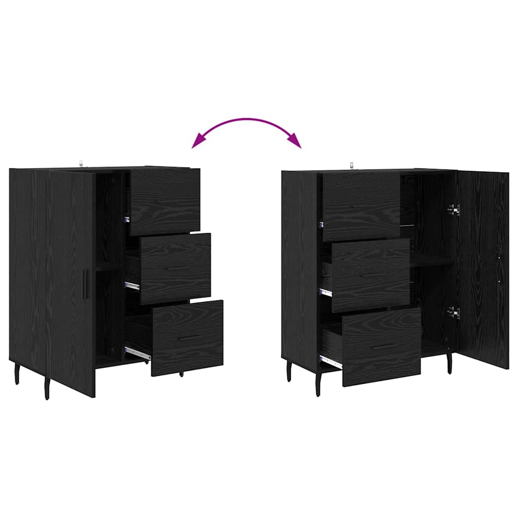 vidaXL Highboard with Drawer 2 pcs Black Oak Engineered Wood