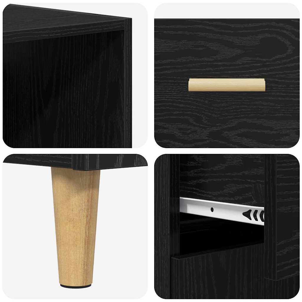 vidaXL Highboard Black Oak 69.5 x 32.5 x 180 cm Engineered Wood