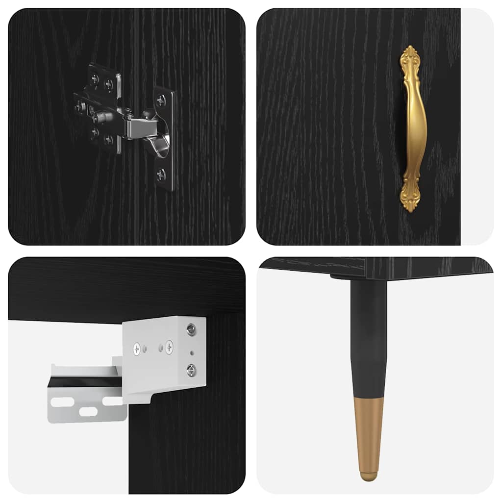 vidaXL Highboard 2 pcs Black Oak Engineered Wood