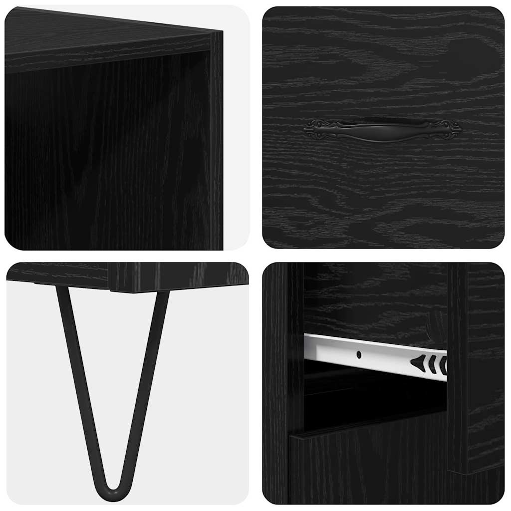 vidaXL Highboard with Drawer 2 pcs Black Oak Engineered Wood