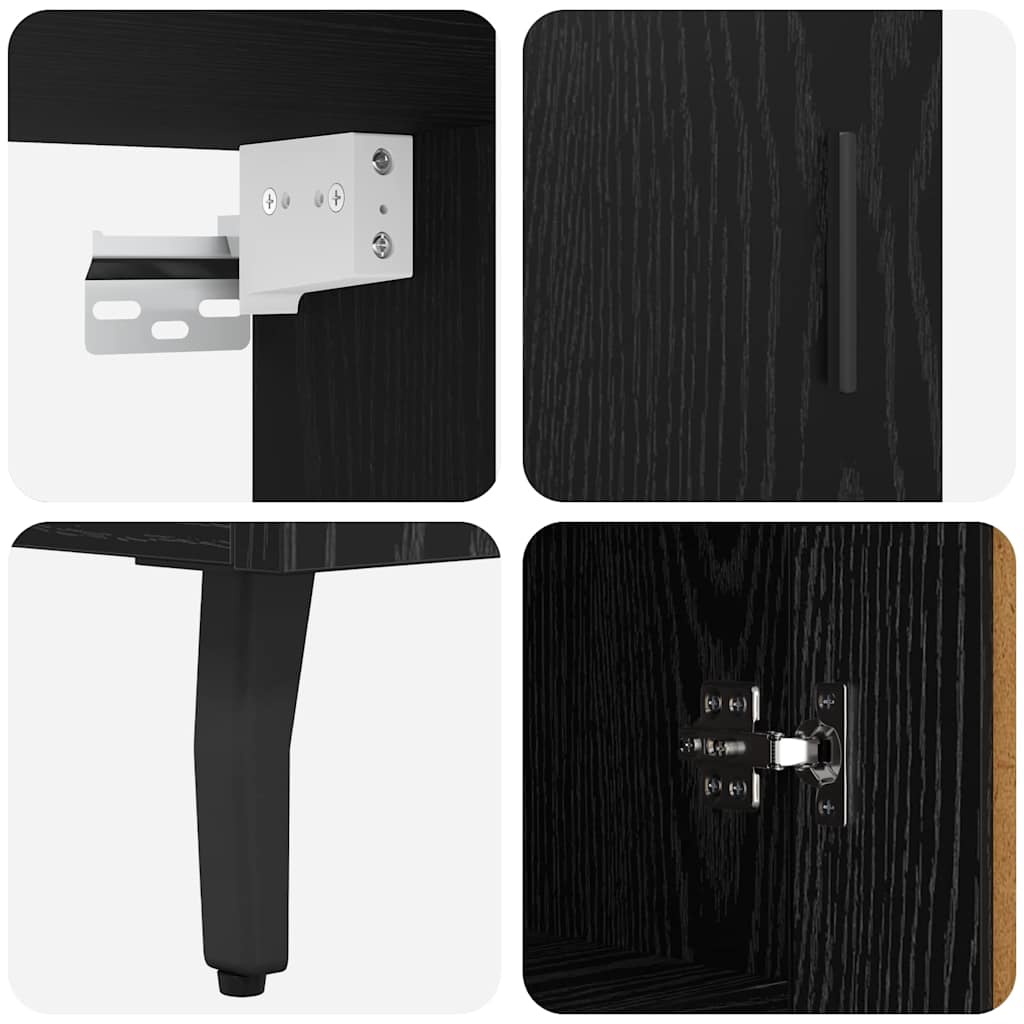 vidaXL Highboard 2 pcs Black Oak Engineered Wood