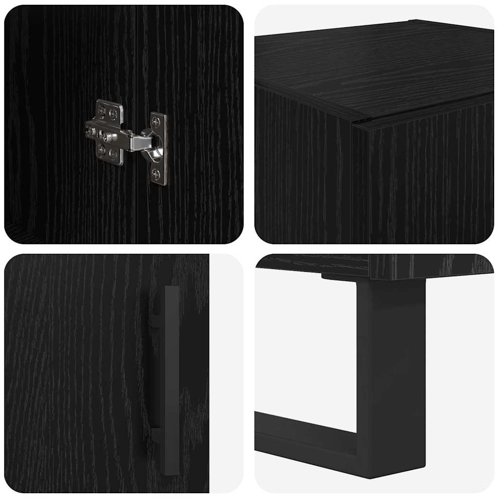 vidaXL Highboard Black Oak 34.5 x 34 x 180 cm Engineered Wood