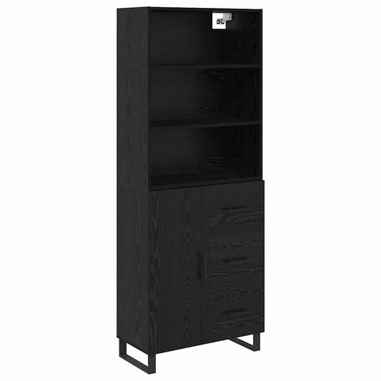 vidaXL Highboard with Drawer 2 pcs Black Oak Engineered Wood