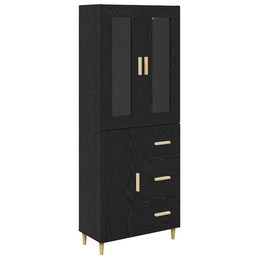 vidaXL Highboard Black Oak 34.5 x 34 x 180 cm Engineered Wood