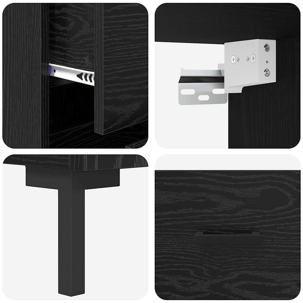 vidaXL Highboard Black Oak 34.5 x 34 x 180 cm Engineered Wood