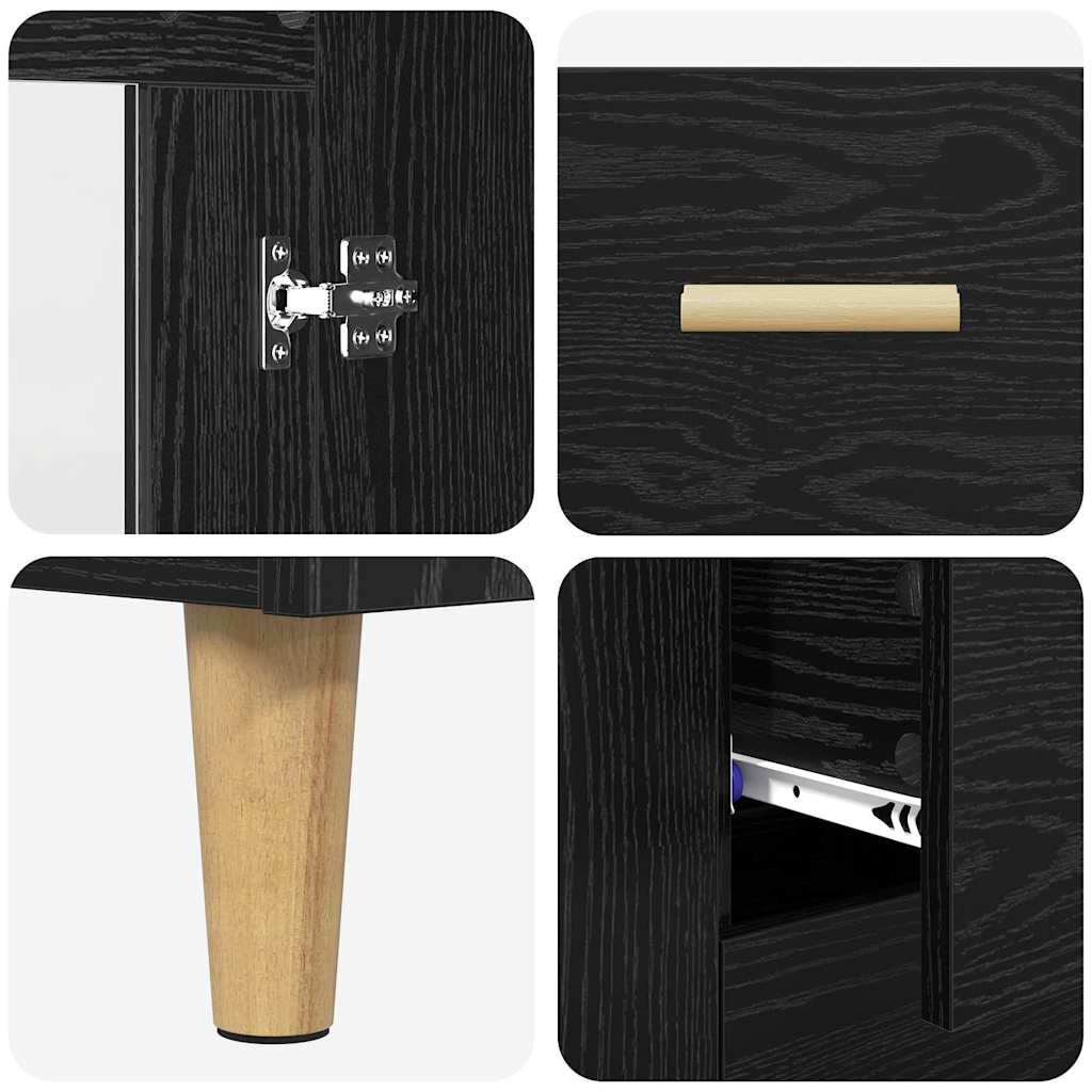 vidaXL Highboard with Drawer Black Oak 69.5 x 34 x 180 cm