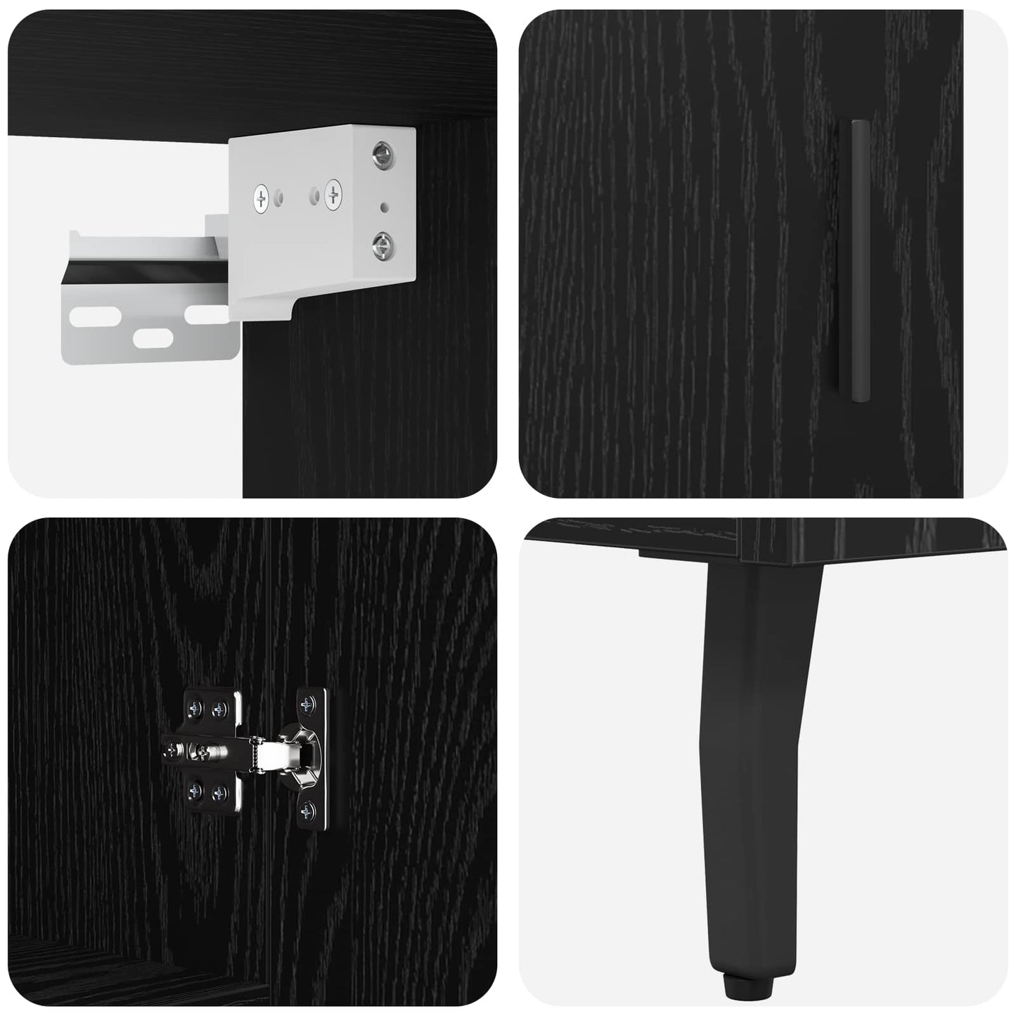 vidaXL Highboard 2 pcs Black Oak Engineered Wood