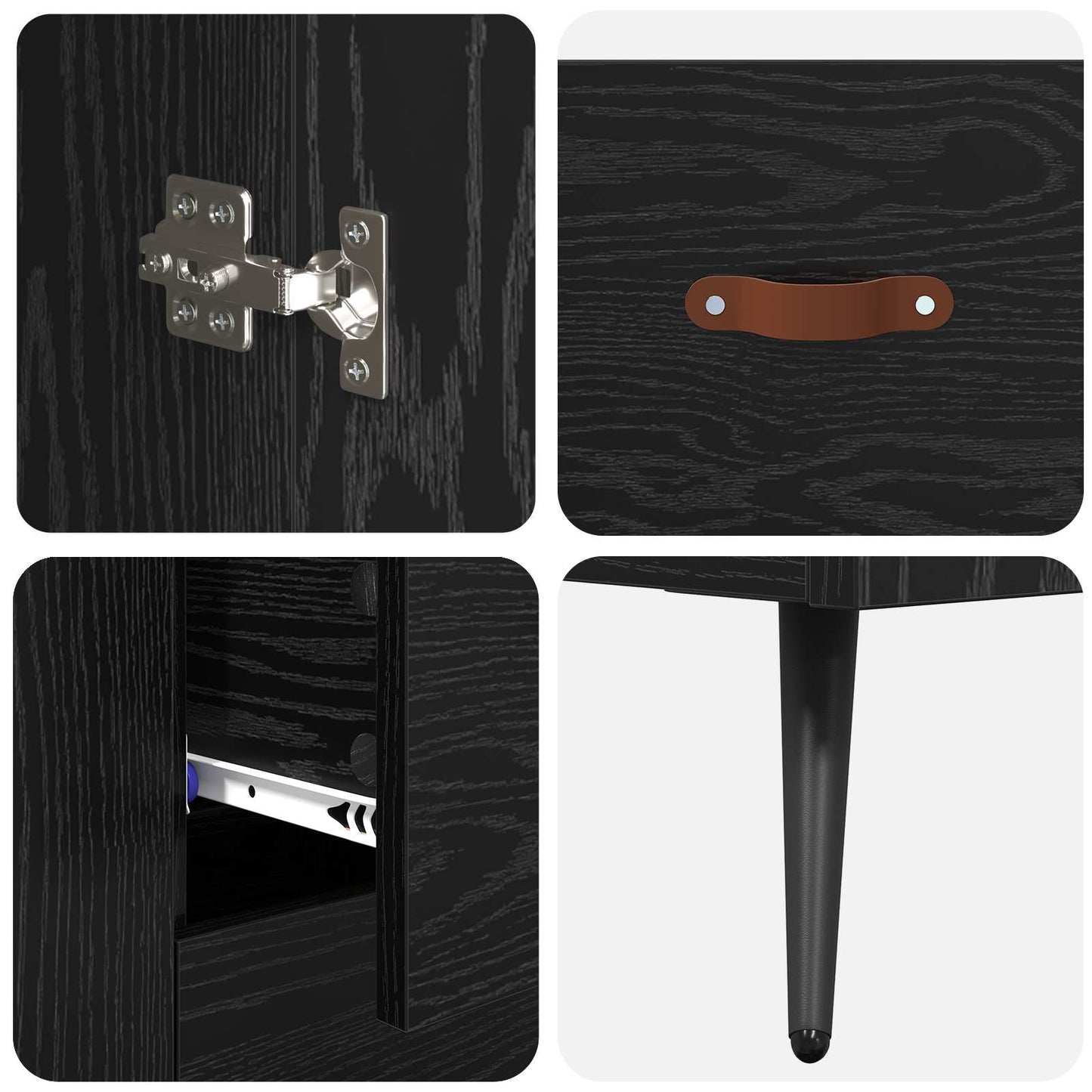 vidaXL Highboard Black Oak 69.5 x 34 x 180 cm Engineered Wood