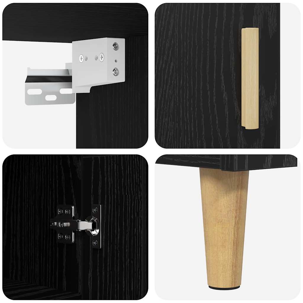vidaXL Highboard Black Oak 69.5 x 32.5 x 180 cm Engineered Wood