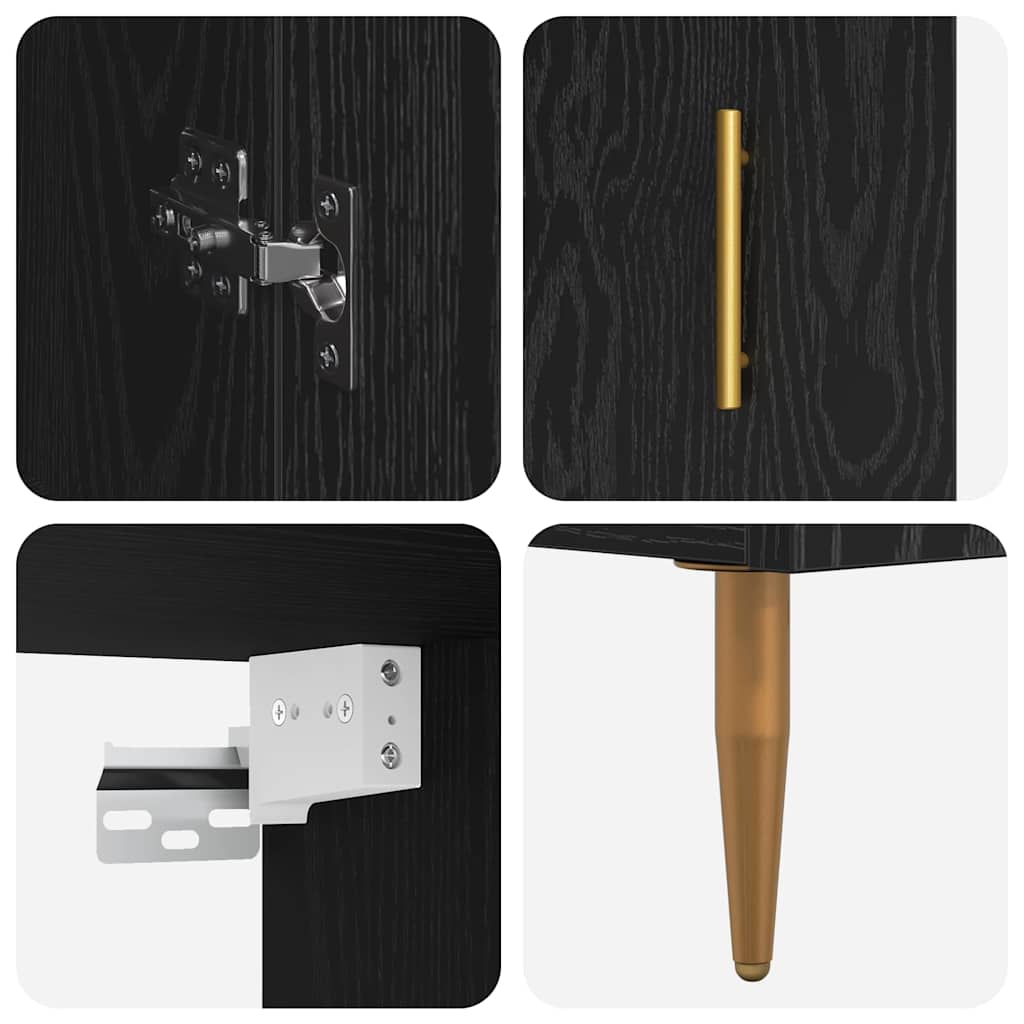 vidaXL Highboard 2 pcs Black Oak 69.5 x 34 x 180 cm Engineered Wood