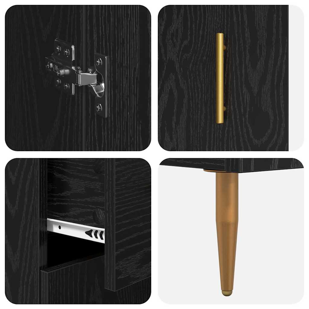 vidaXL Highboard with Drawer 2 pcs Black Oak Engineered Wood