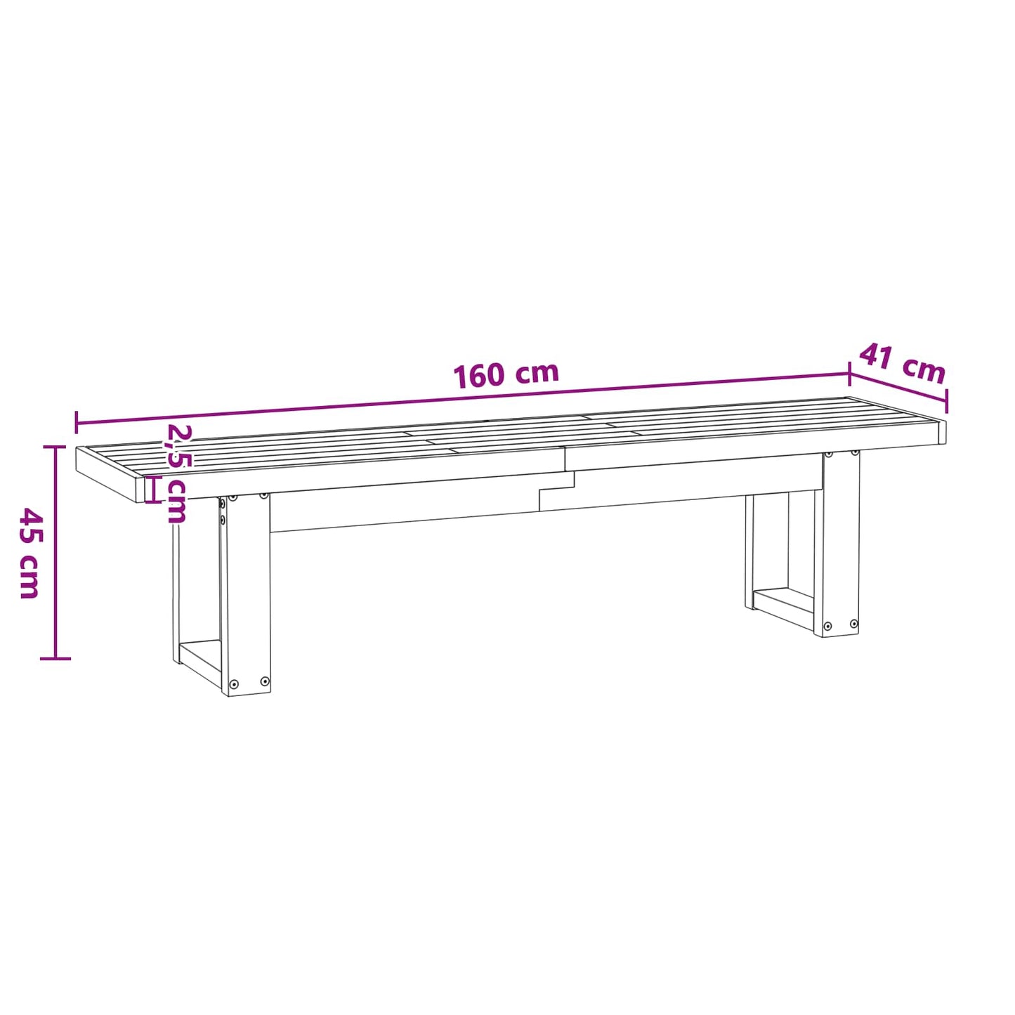 vidaXL Dining Bench NOAIN 160 x 41 x 45 cm Solid Pine Wood Natural