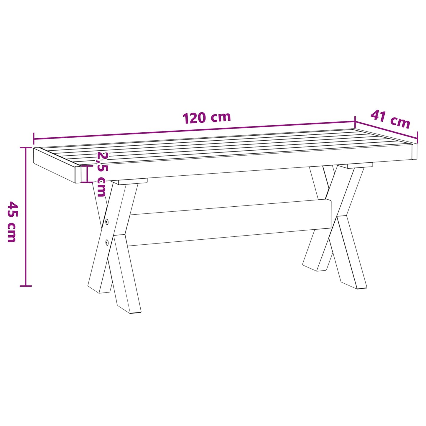 vidaXL Dining Bench NOAIN 120 x 41 x 45 cm Solid Pine Wood Natural