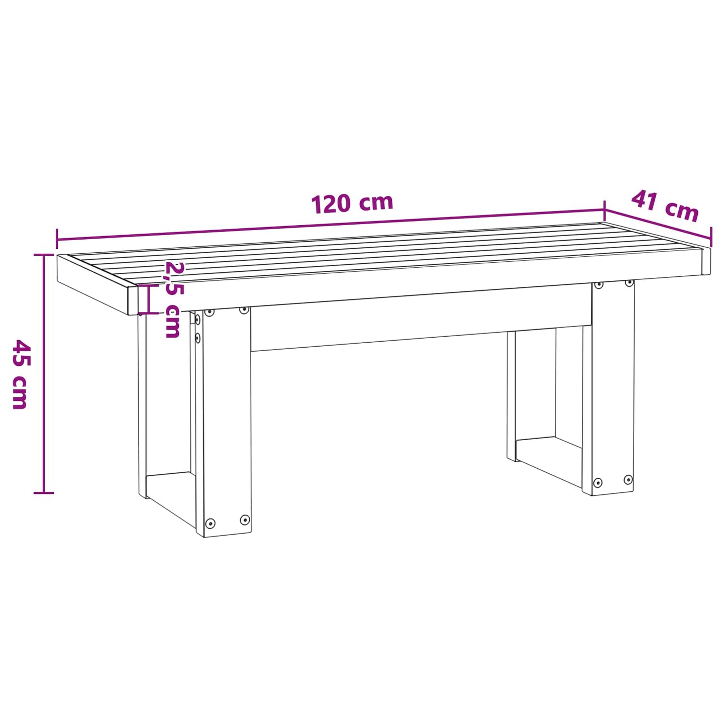 vidaXL Dining Bench NOAIN 120 x 41 x 45 cm Solid Pine Wood Black