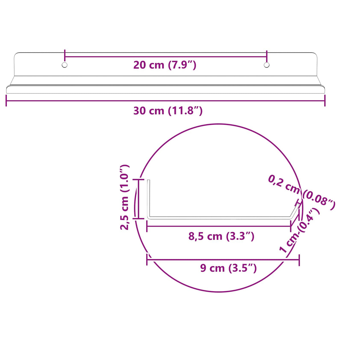 vidaXL Floating Shelf 2 pcs Black 30 x 9 x 2.5 cm Steel