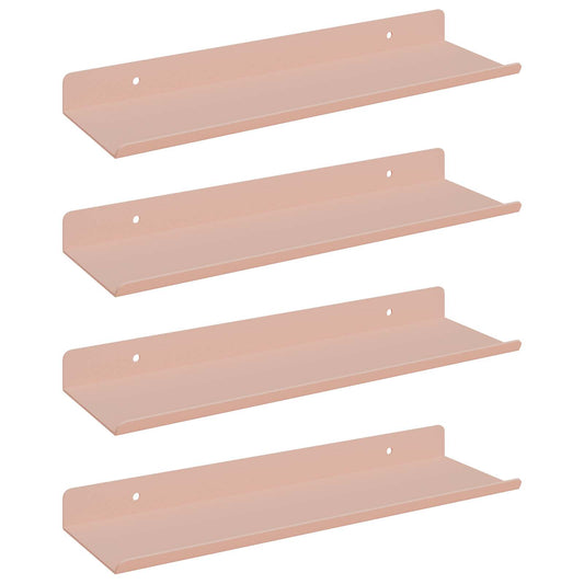 vidaXL Floating Shelf Wall-mounted 4 pcs Pink 30 x 9 x 2.5 cm Steel
