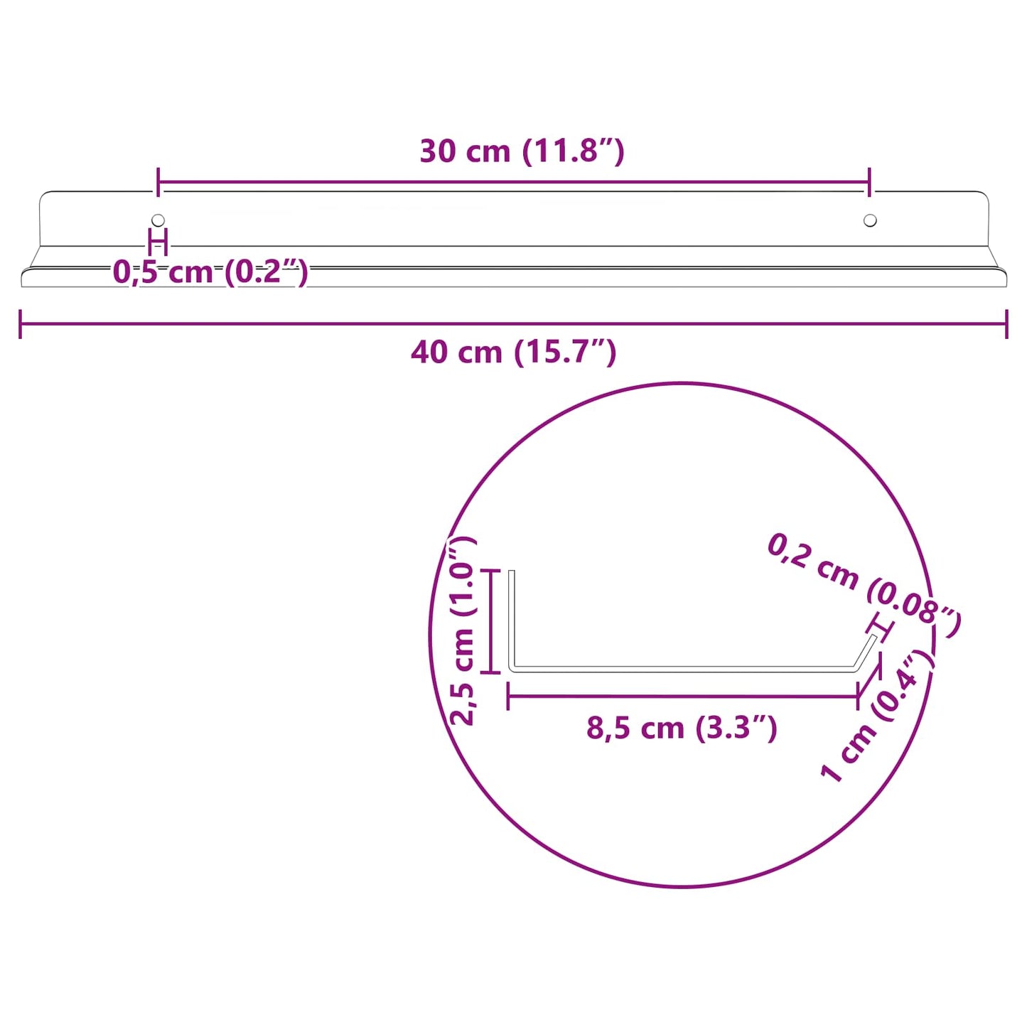 vidaXL Floating Shelf Wall-mounted 4 pcs Pink 40 x 8.5 x 2.5 cm Steel