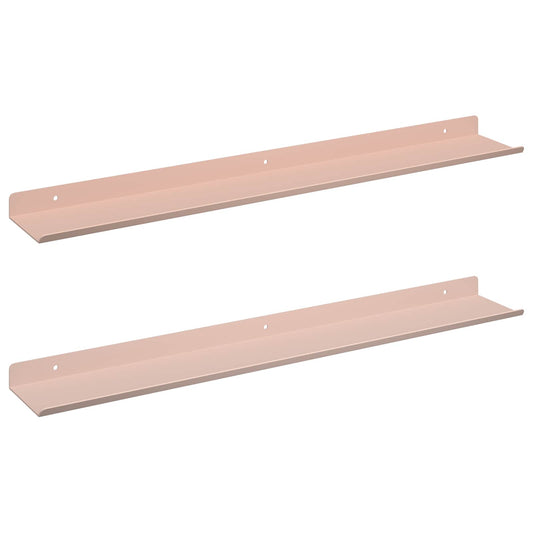 vidaXL Floating Shelf Wall-mounted 2 pcs Pink 60 x 8.5 x 2.5 cm Steel