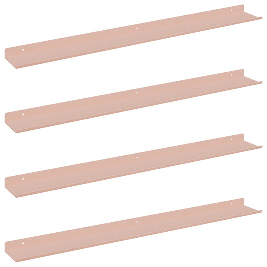 vidaXL Floating Shelf Wall-mounted 4 pcs Pink 80 x 9 x 2.5 cm Steel