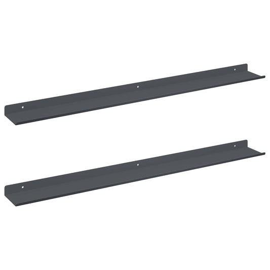 vidaXL Floating Shelf 2 pcs Anthracite 80 x 9 x 2.5 cm Steel