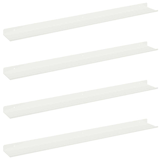 vidaXL Floating Shelf Wall-mounted 4 pcs White 80 x 9 x 2.5 cm Steel