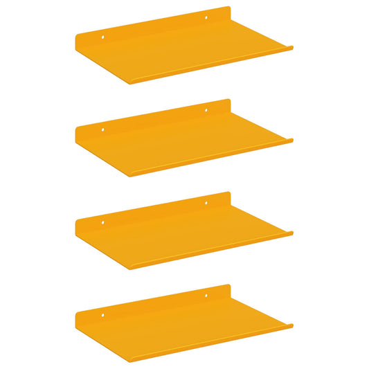 vidaXL Floating Shelf 4 pcs Mustard Yellow 30 x 18 x 2.5 cm Steel