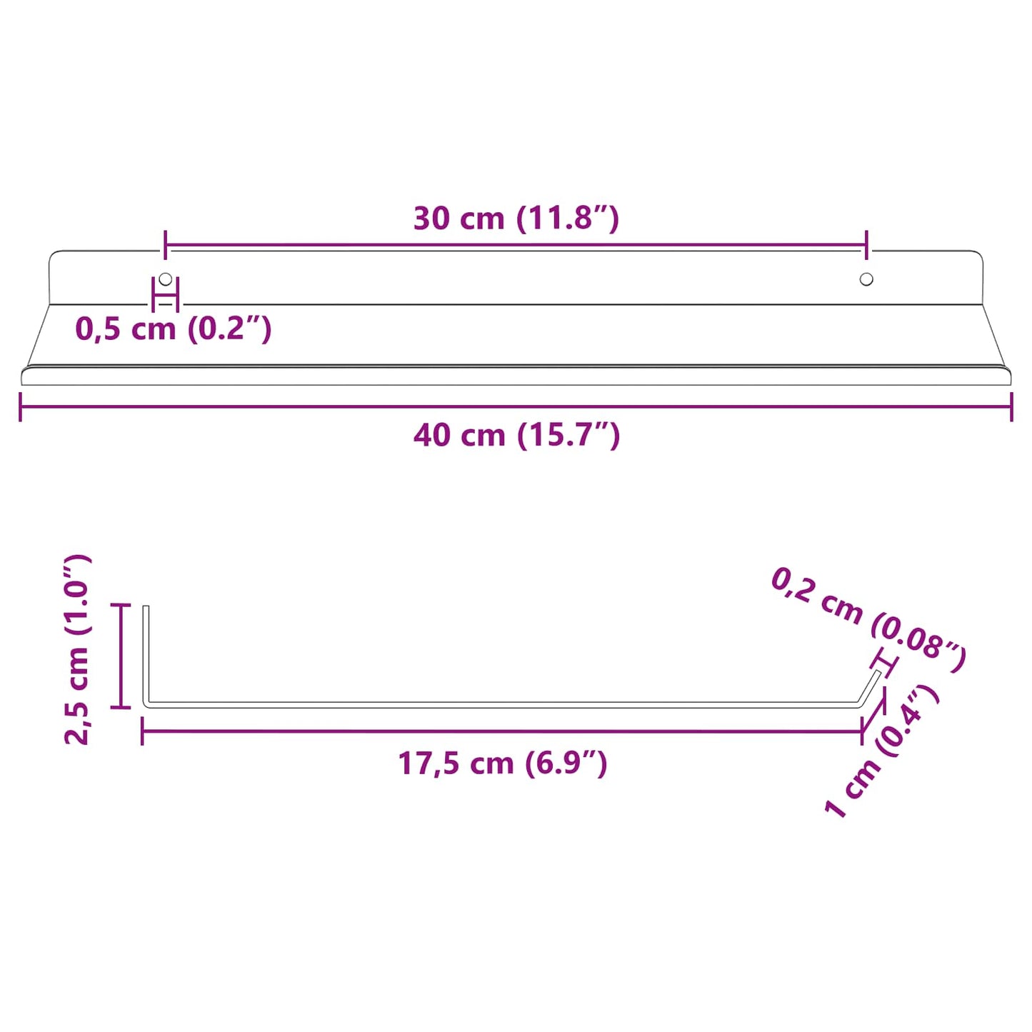 vidaXL Floating Shelf 2 pcs Olive Green 40 x 18 x 2.5 cm Steel