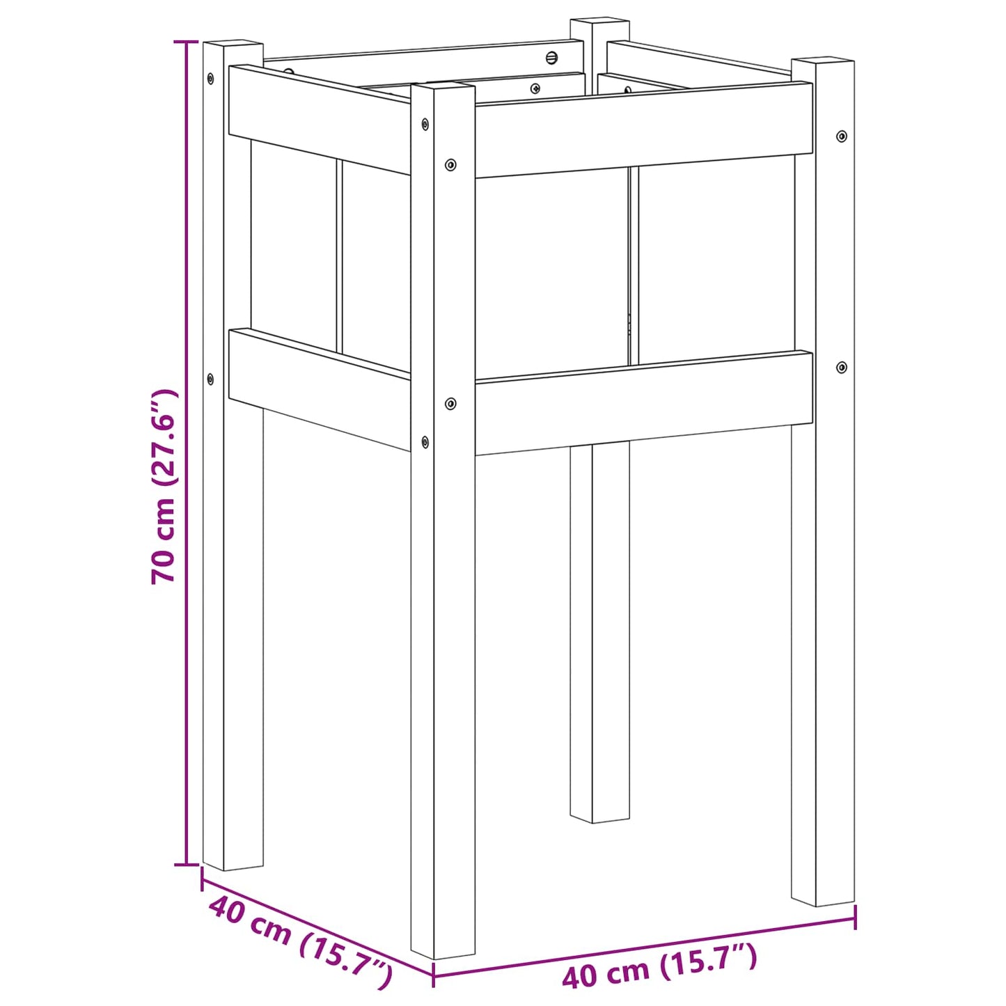 vidaXL Garden Planter Nature 40 x 40 x 70 cm Solid Pine Wood