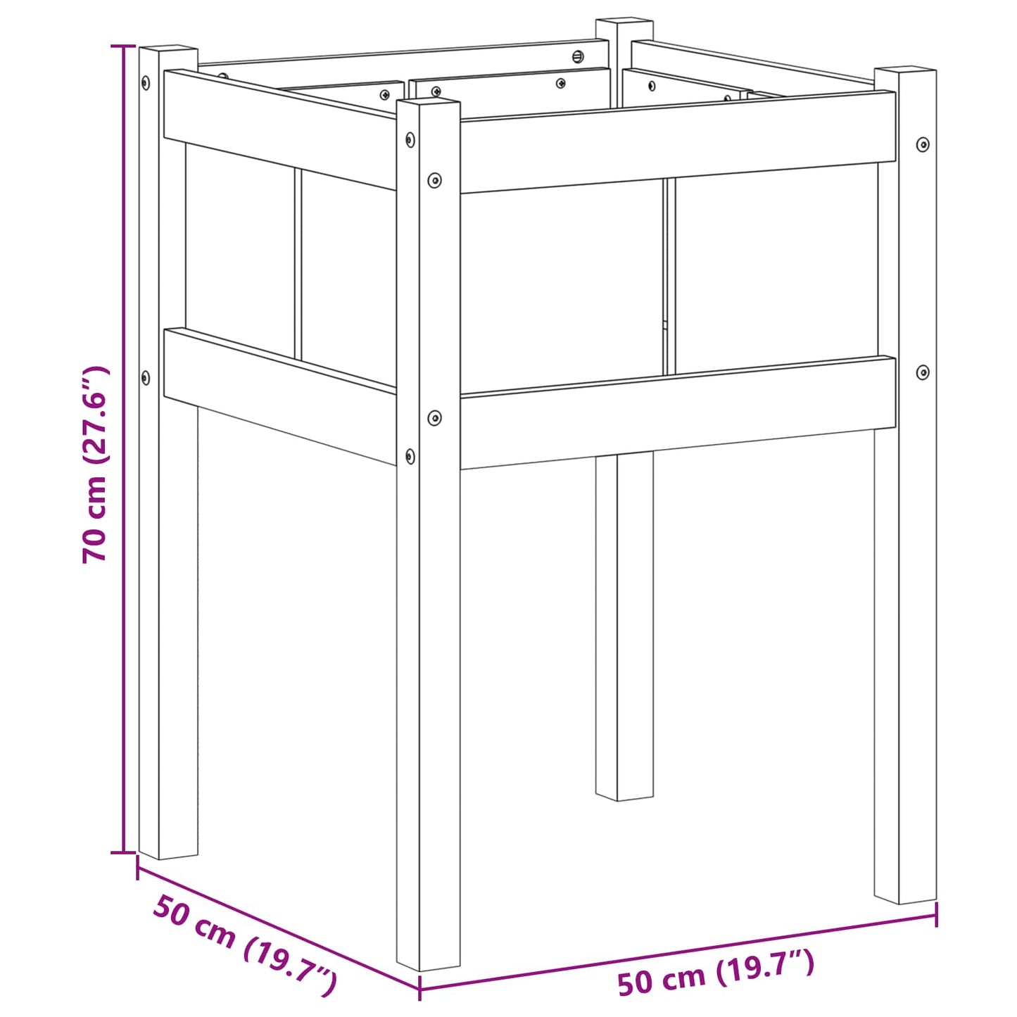 vidaXL Garden Planter Nature 50 x 50 x 70 cm Solid Pine Wood