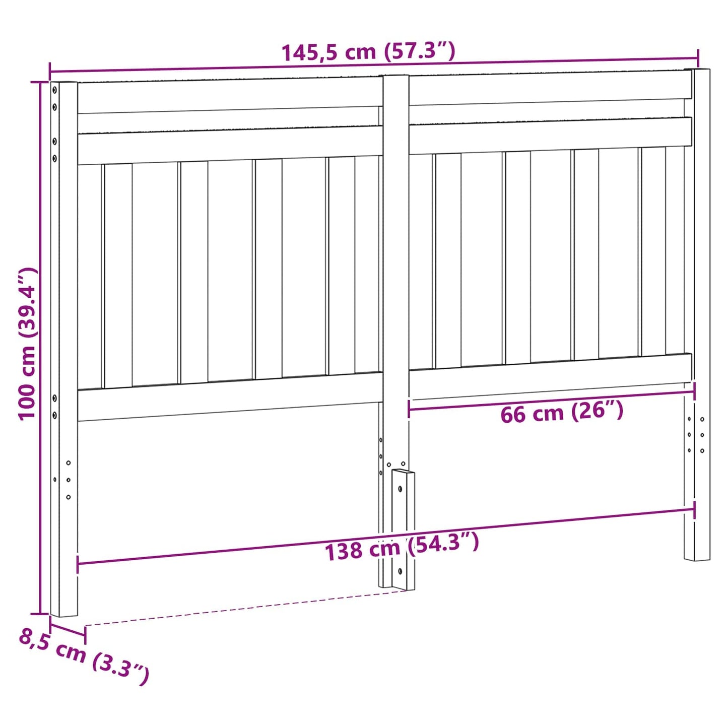 vidaXL Headboard with Headboard Wax Brown 145.5 x 100 cm