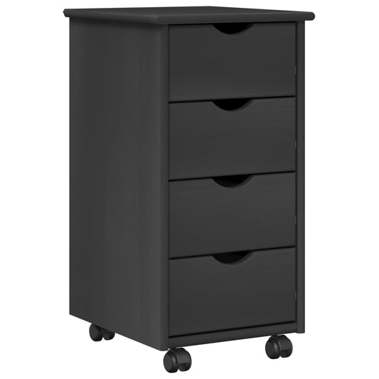vidaXL Rolling Cabinet Grey 34 x 39 x 65.5 cm Solid Pine Wood