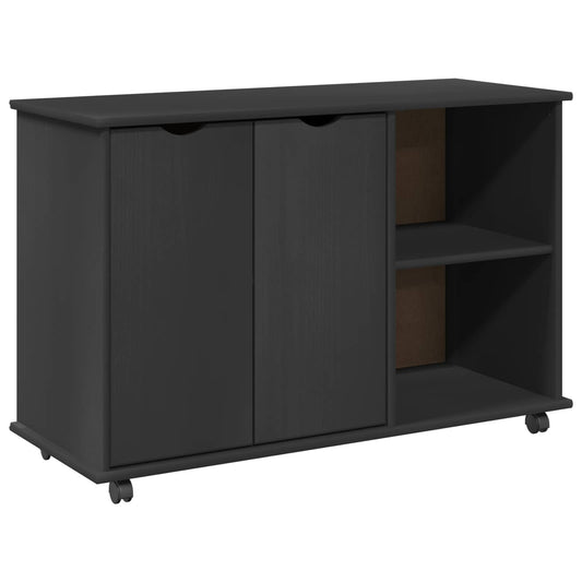 vidaXL Rolling Cabinet Grey 100 x 39 x 65.5 cm Solid Pine Wood