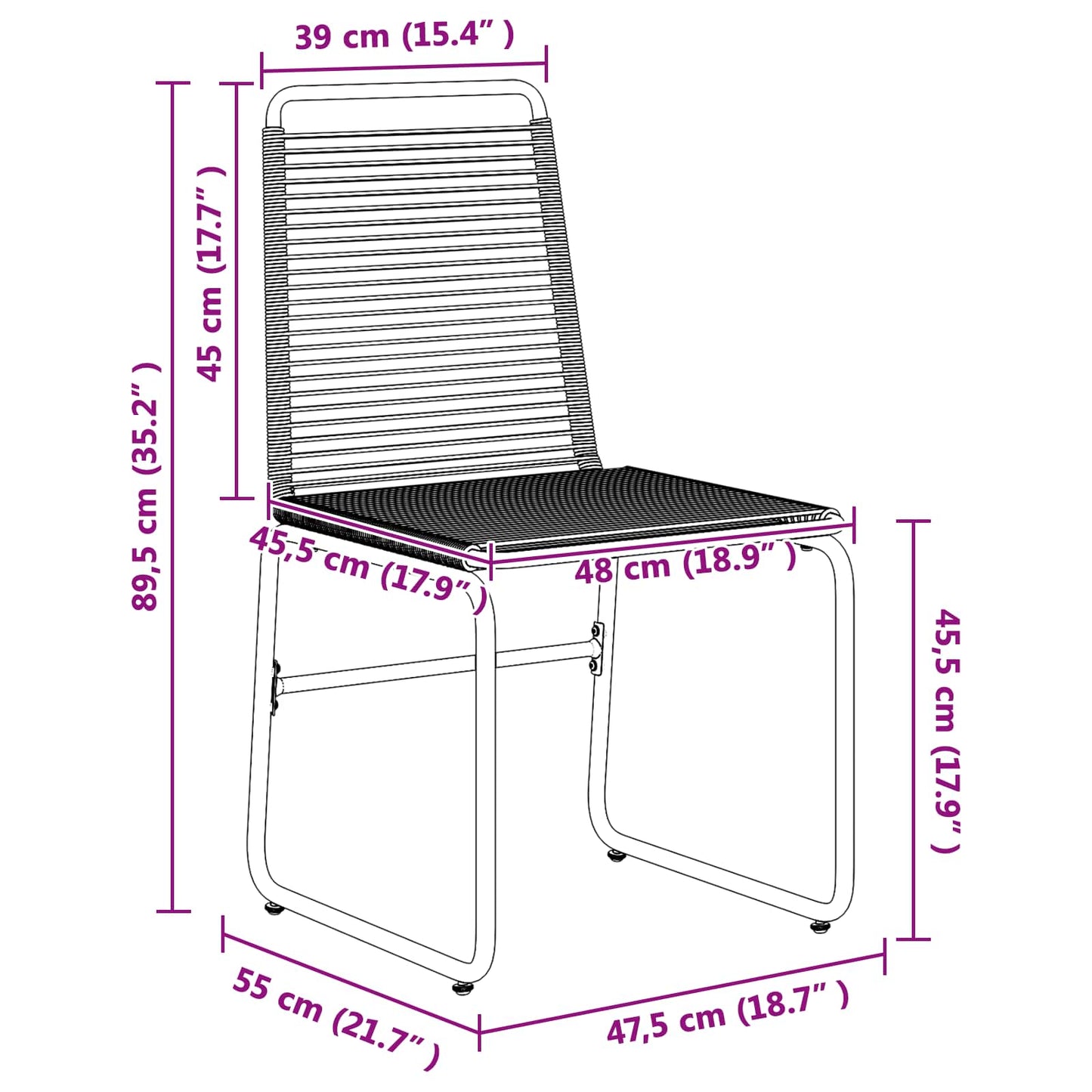 vidaXL Garden Chairs 2 pcs Black 48 x 55 x 89.5 cm Rattan