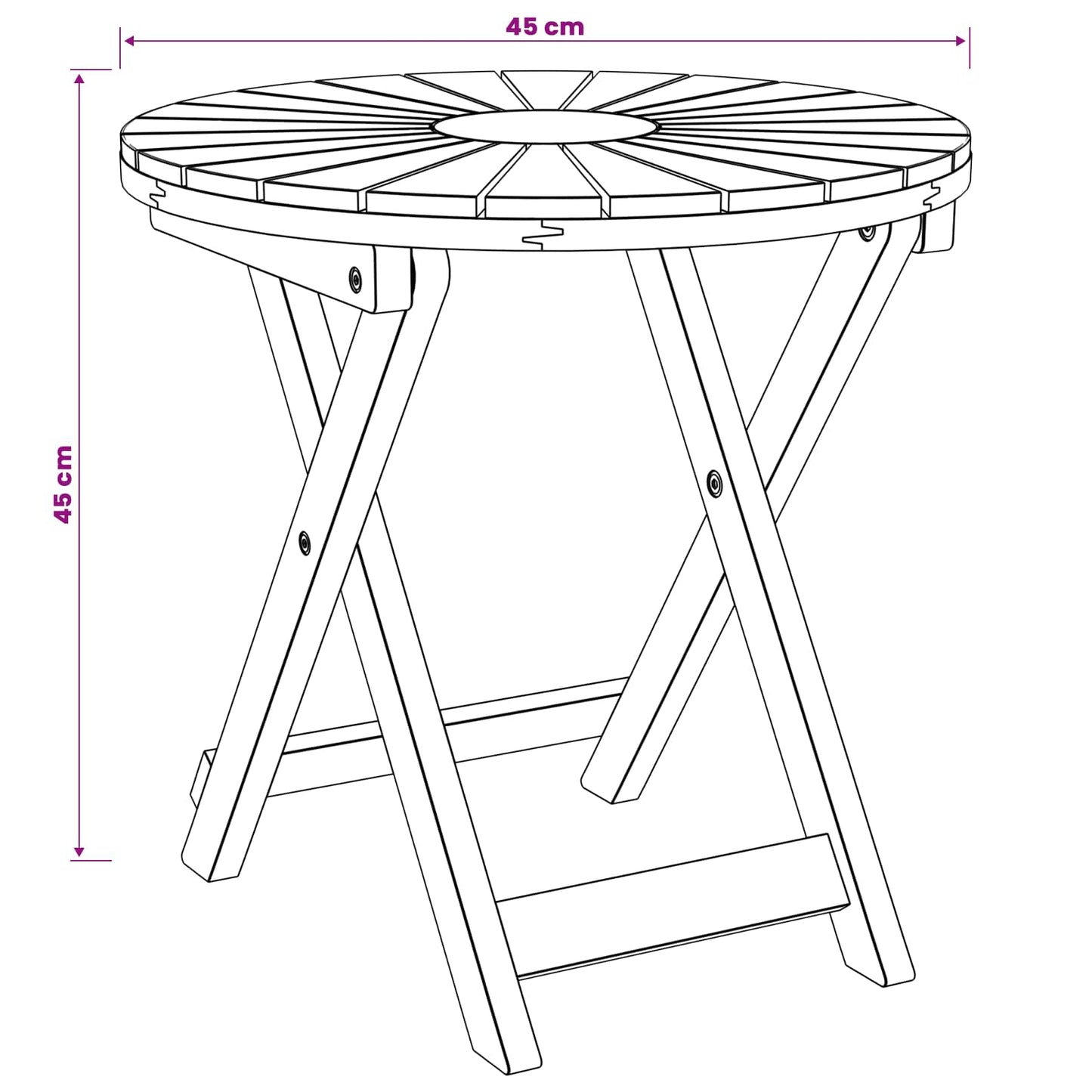 vidaXL Bistro Table Natural Ø45 x 45 cm Solid Acacia Wood