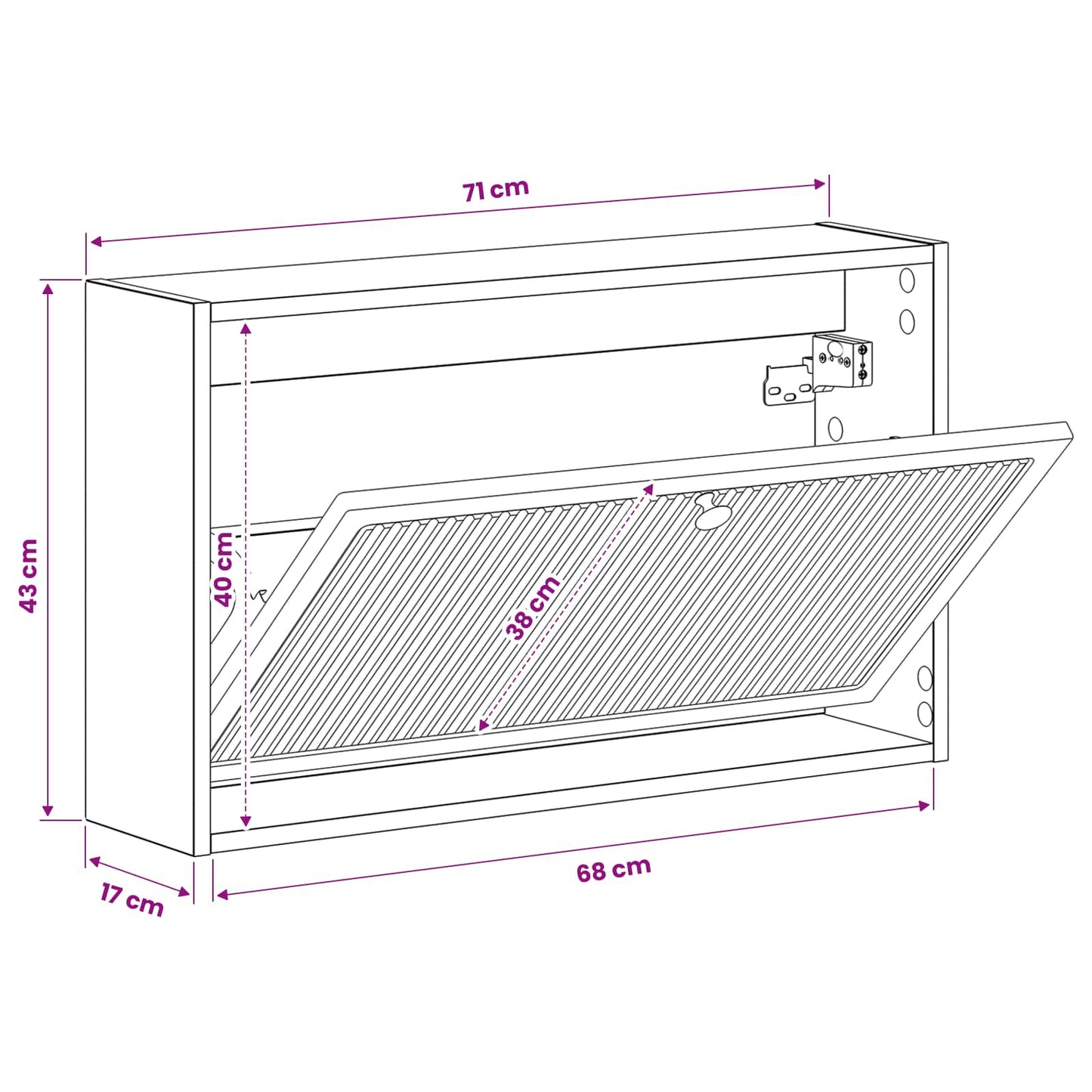 vidaXL Wall-Mounted Shoe Cabinet EDE 71 x 17 x 43 cm Engineered Wood