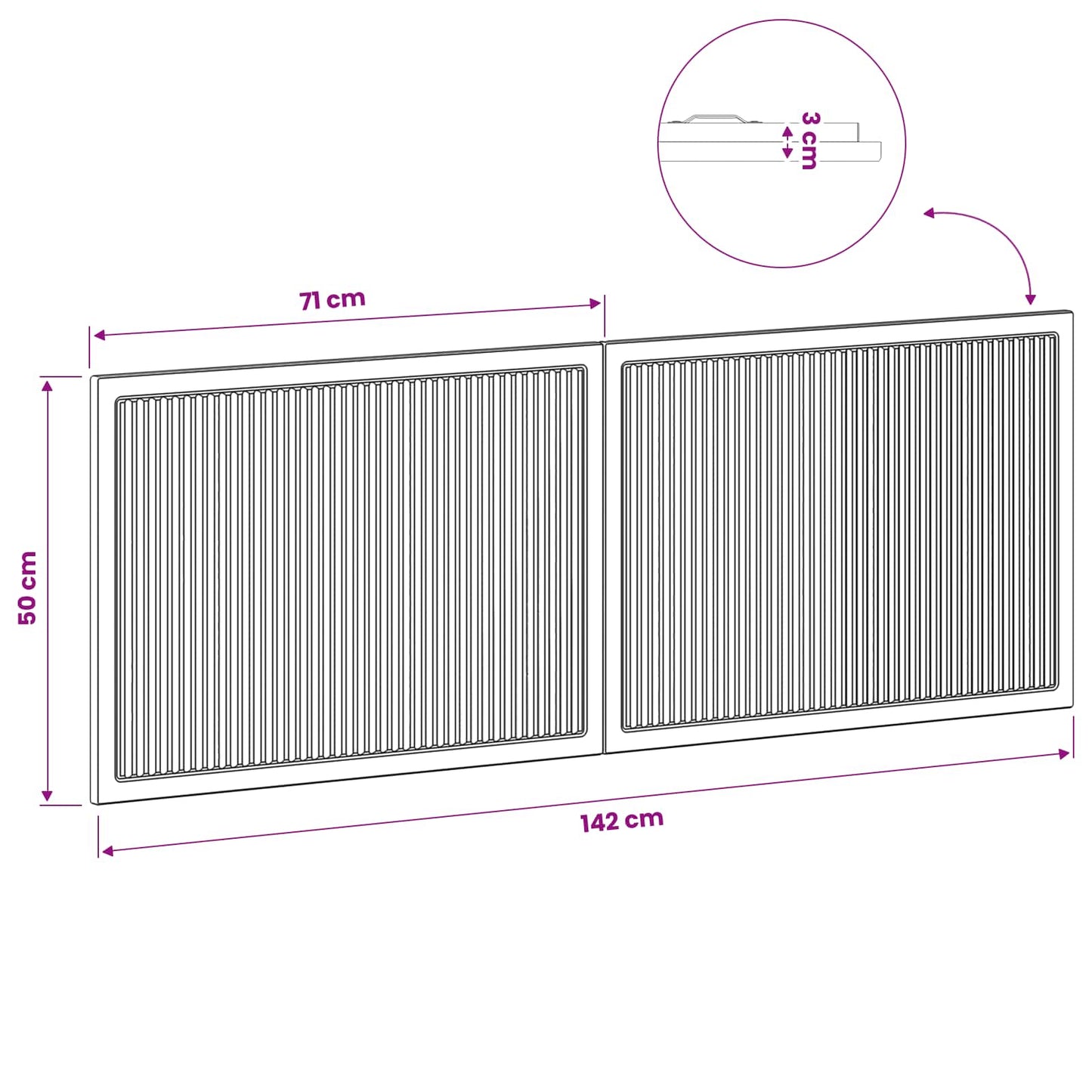 vidaXL Wall-Mounted Headboard EDE Black Engineered Wood