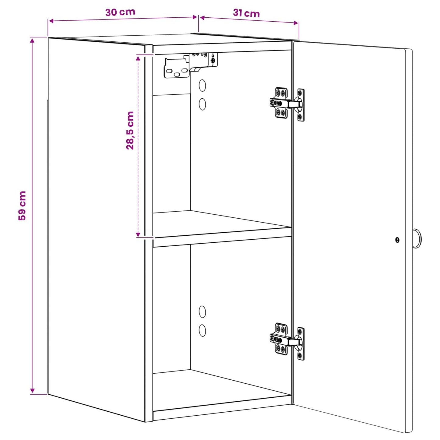vidaXL Bathroom Wall Cabinet ALKMAAR Smoked Oak 30 x 31 x 59 cm