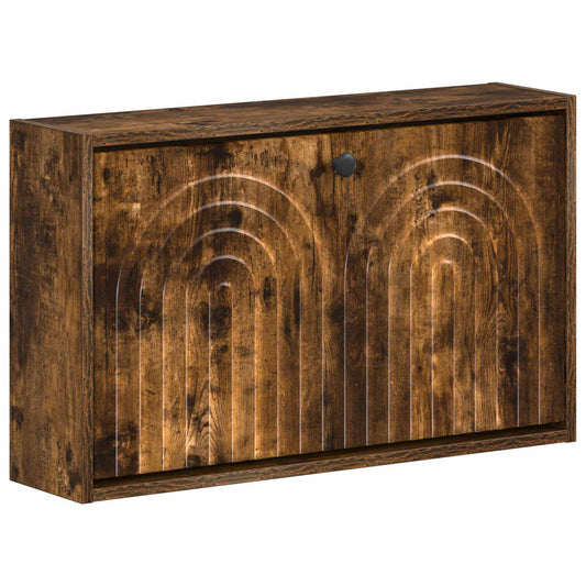 vidaXL Wall-Mounted Shoe Cabinet ALKMAAR 71 x 17 x 43 cm Smoked Oak
