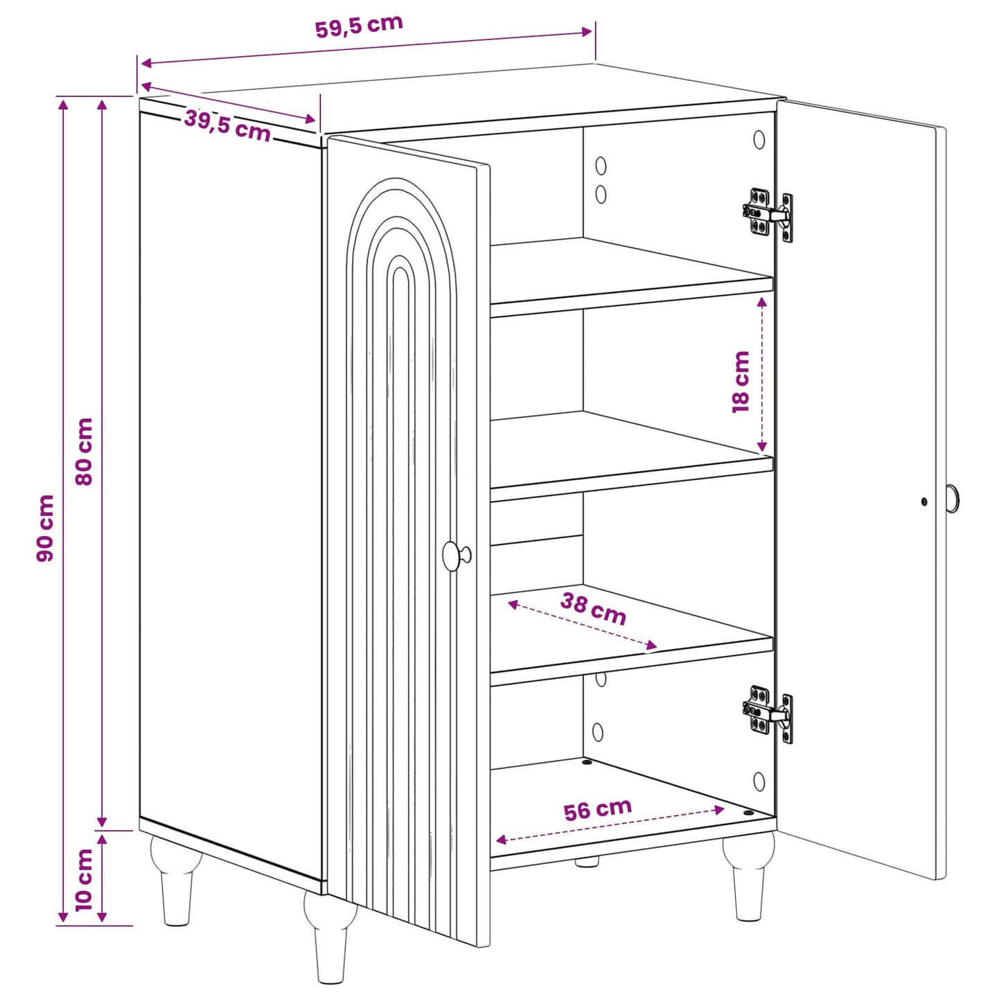 vidaXL Shoe Cabinet ALKMAAR 59.5 x 39.5 x 90 cm Engineered Wood Black