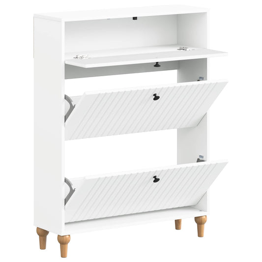 vidaXL Shoe Cabinet ALKMAAR 78 x 24 x 103 cm Engineered Wood White