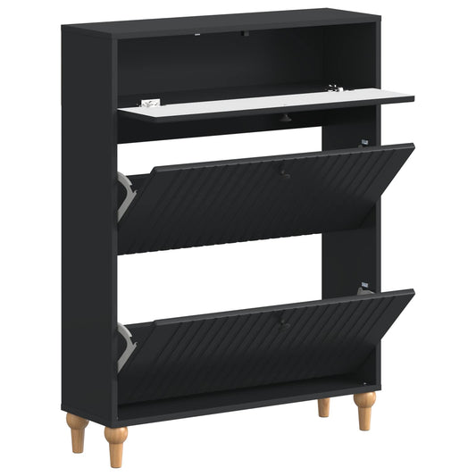 vidaXL Shoe Cabinet ALKMAAR 78 x 24 x 103 cm Engineered Wood Black