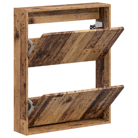 vidaXL Wall-Mounted Shoe Cabinet ZWOLLE 71 x 17 x 86 cm Old Wood