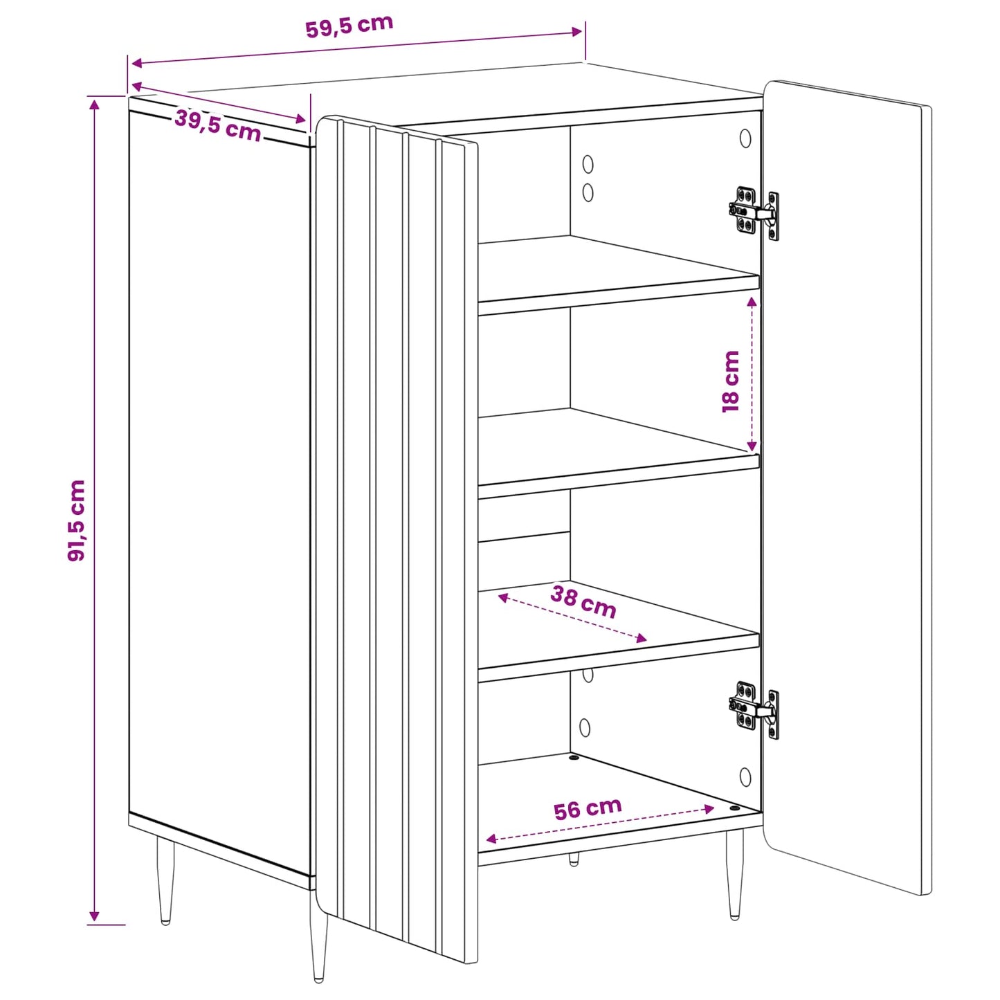 vidaXL Shoe Cabinet ZWOLLE 59.5 x 39.5 x 91.5 cm Engineered Wood White