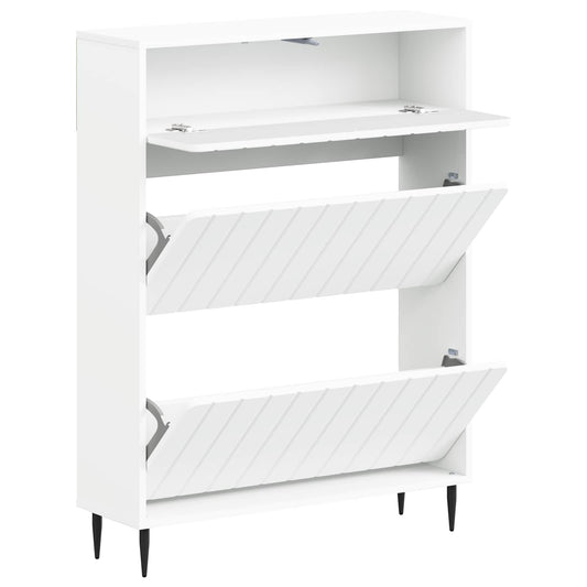 vidaXL Shoe Cabinet ZWOLLE 78 x 24 x 103 cm Engineered Wood White