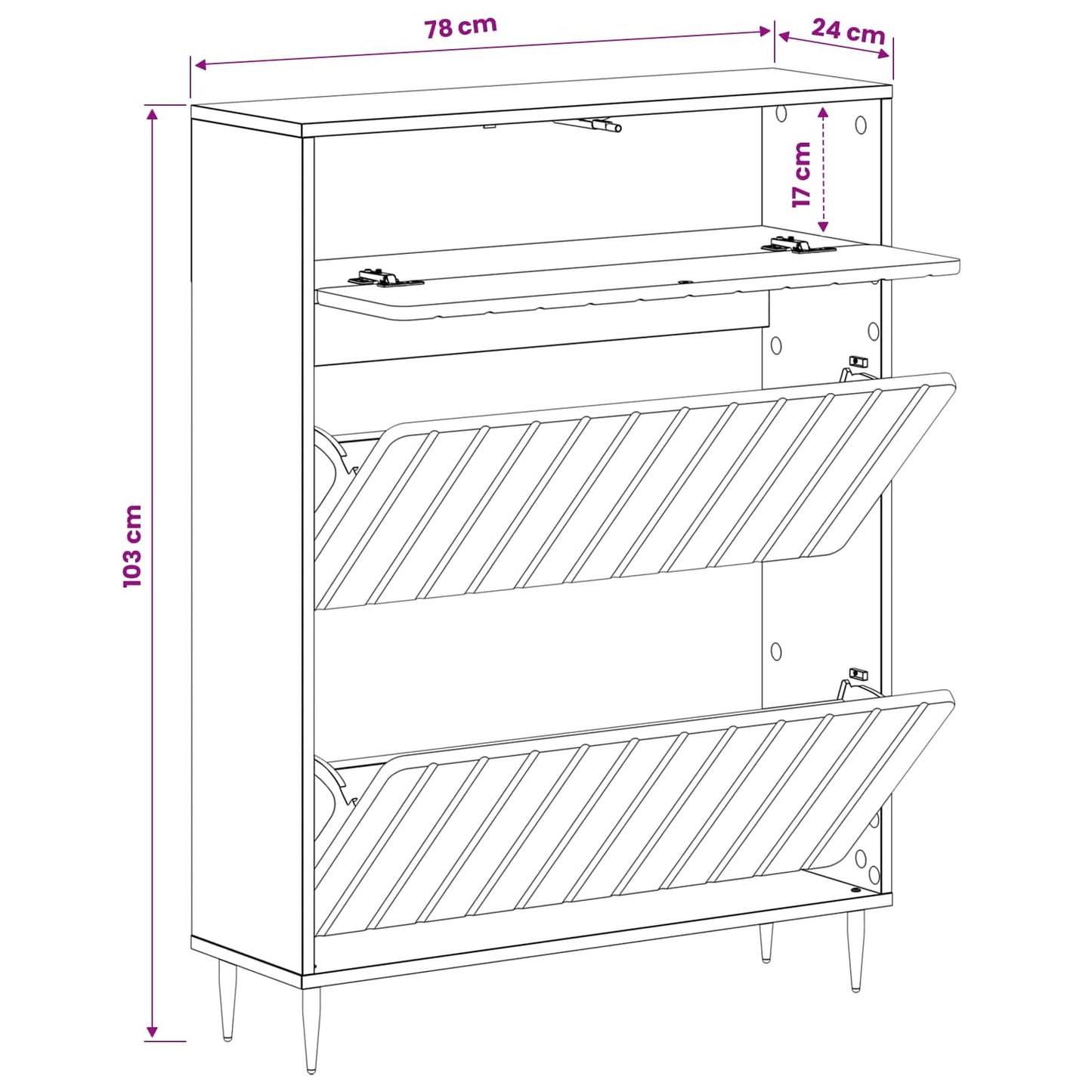 vidaXL Shoe Cabinet ZWOLLE 78 x 24 x 103 cm Engineered Wood Smoked Oak