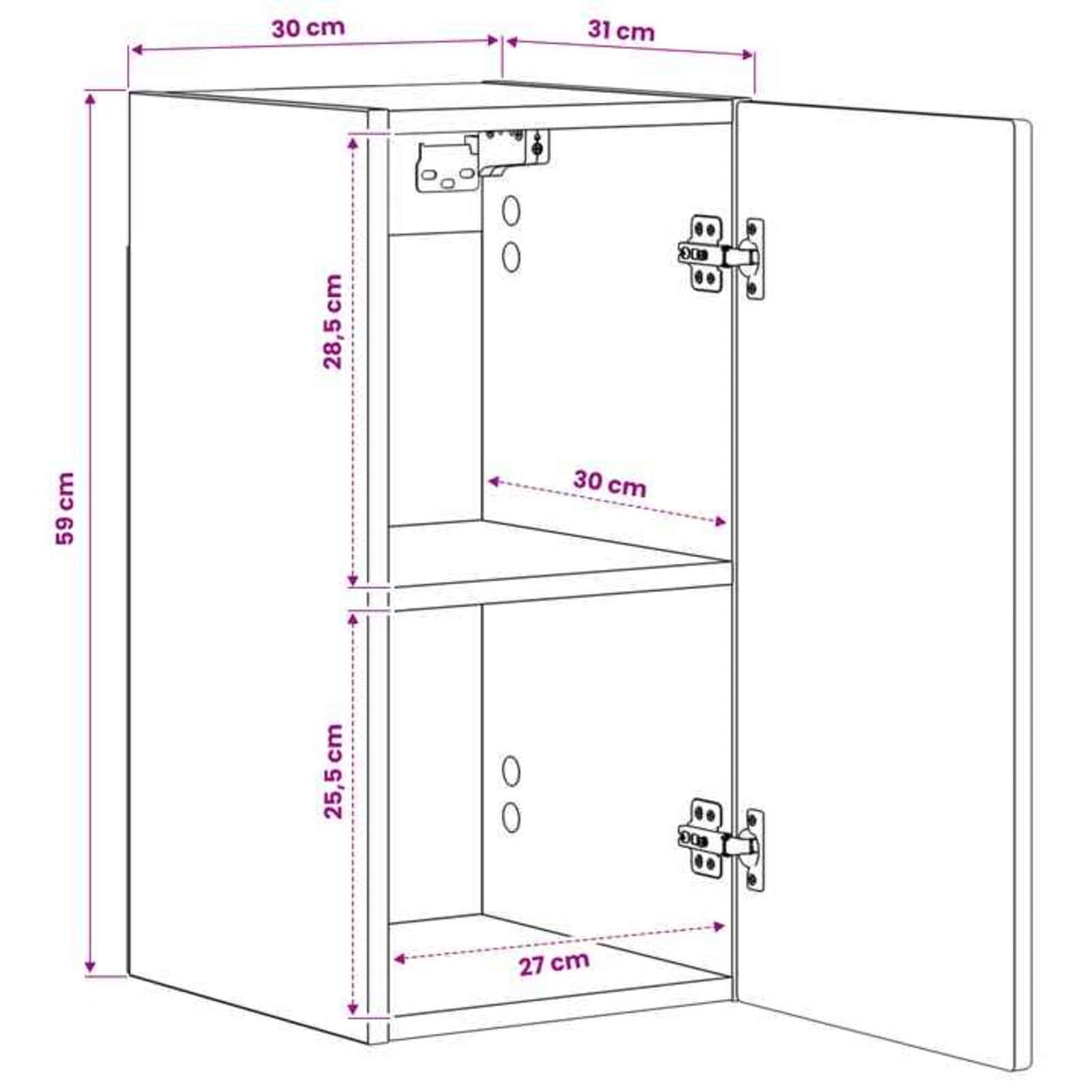 vidaXL Bathroom Wall Cabinet ARNHEM Old Wood 30 x 31 x 59 cm
