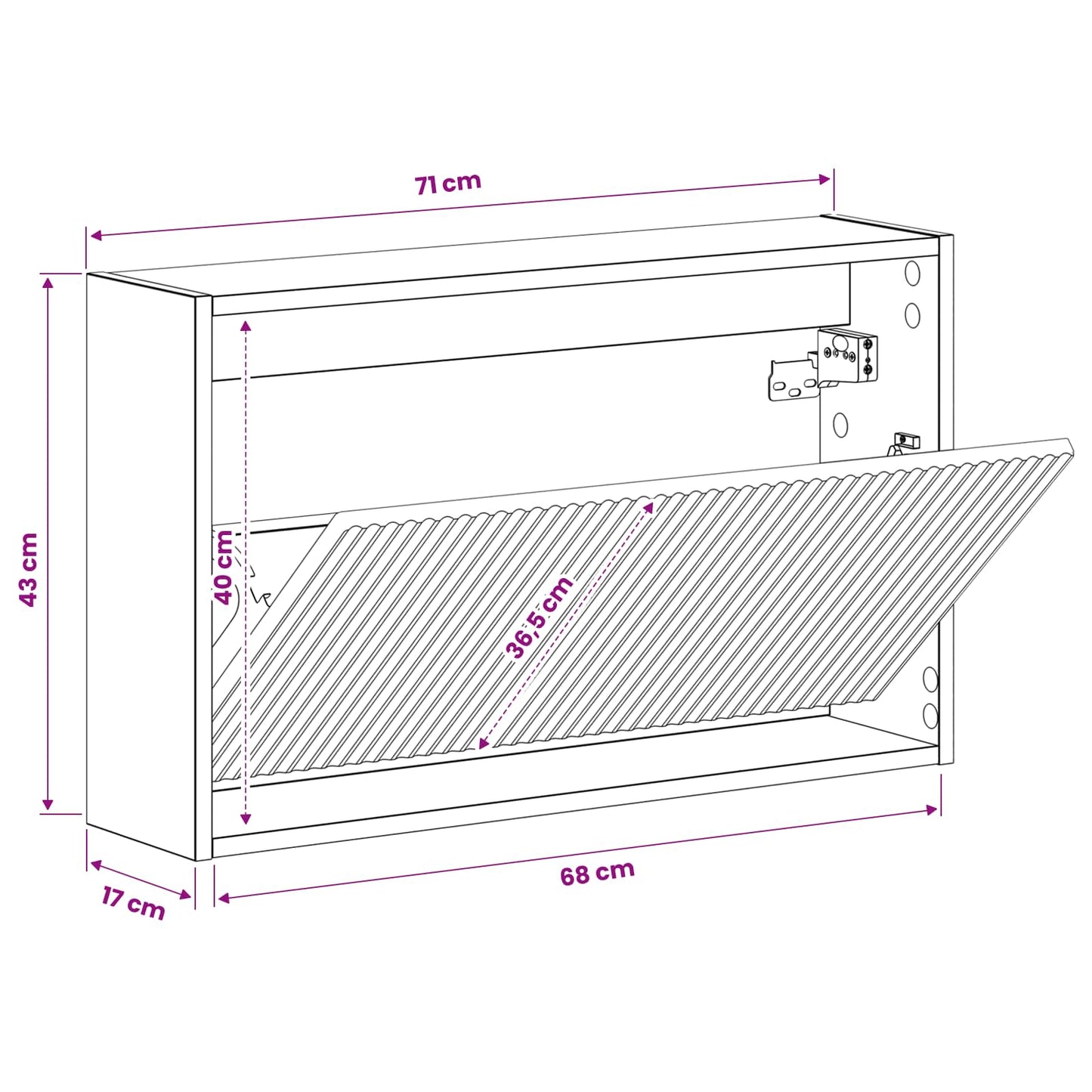 vidaXL Wall-Mounted Shoe Cabinet ARNHEM 71 x 17 x 43 cm White