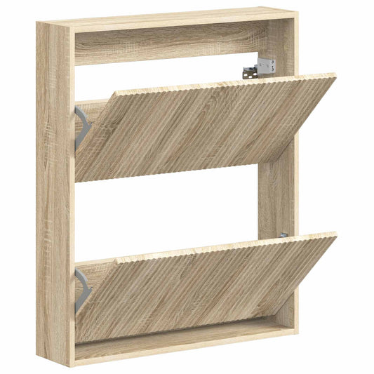 vidaXL Wall-Mounted Shoe Cabinet ARNHEM 71 x 17 x 86 cm Sonoma Oak